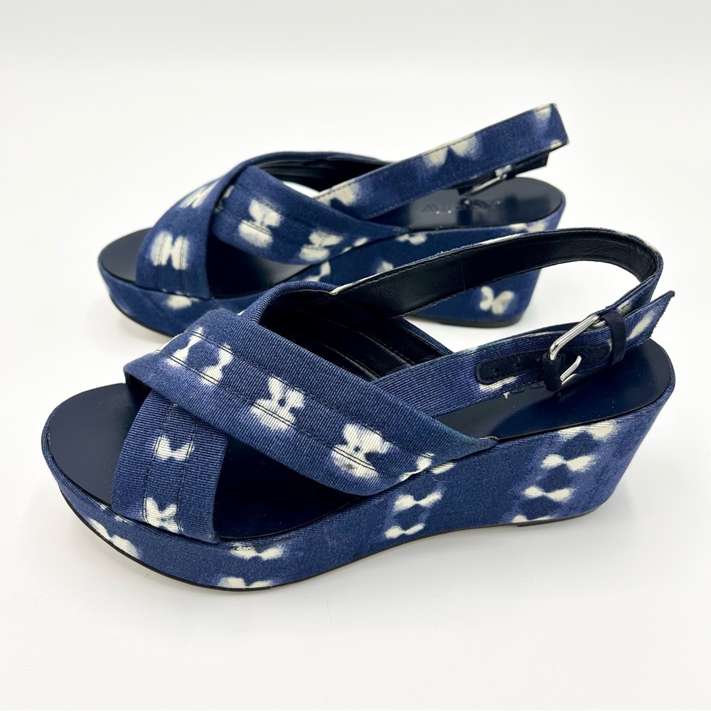 J.Crew Marcie Women's Platform Cross Strap Sandals Navy Blue White Size 6